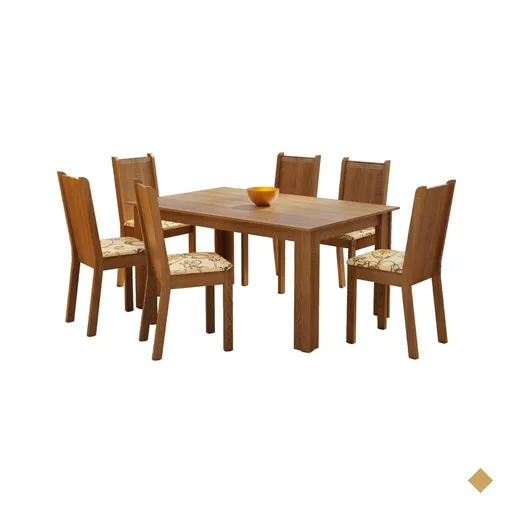 Conjunto Sala de Jantar Madesa Analu Mesa Tampo de Madeira com 6 Cadeiras -…