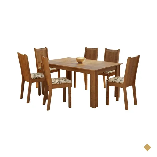 Conjunto Sala de Jantar Madesa Analu Mesa Tampo de Madeira com 6 Cadeiras -…