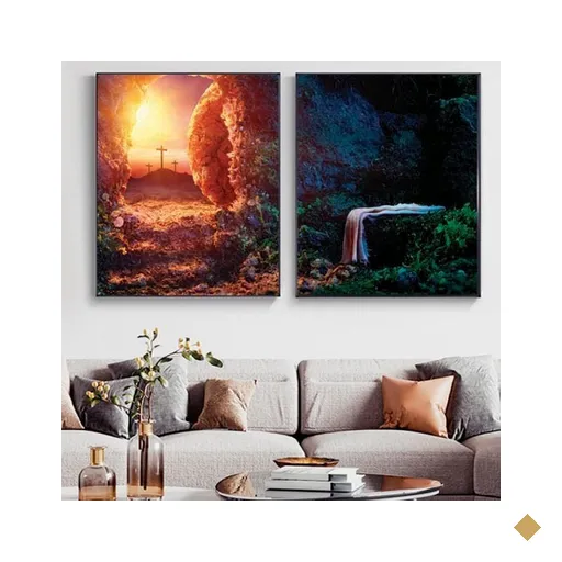 Ressureição A Tumba Vazia Está - Kit 2 telas - 60 x 40 cm - Chassi