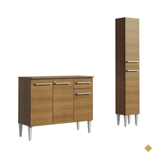 Cozinha Compacta Madesa Emilly Silver com Balcão e Paneleiro