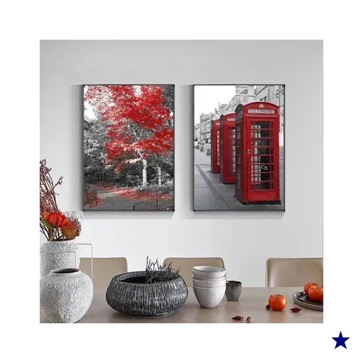 Quadro Londres e Árvore da Vida - Kit 2 telas - 60 x 40 cm - Preta