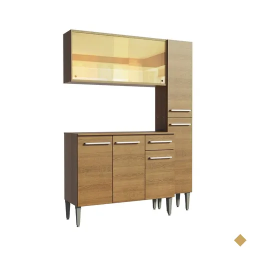 Cozinha Compacta Madesa Emilly Gold com Armário Balcão e Paneleiro