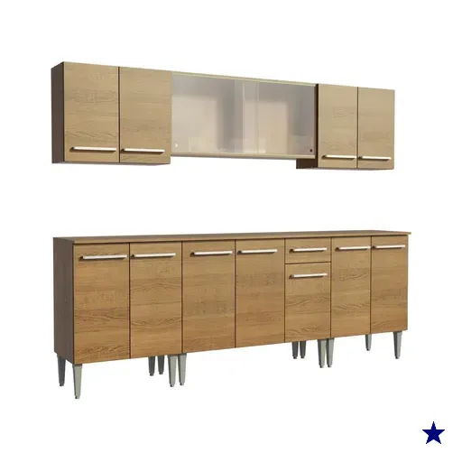 Cozinha Completa Madesa Emilly Wind com Balcão e Armário Aéreo Miniboreal