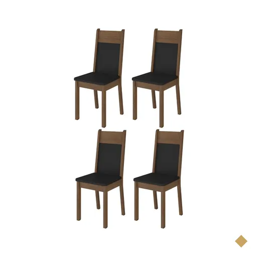 Kit 4 Cadeiras 4280 Madesa Rustic/Preto