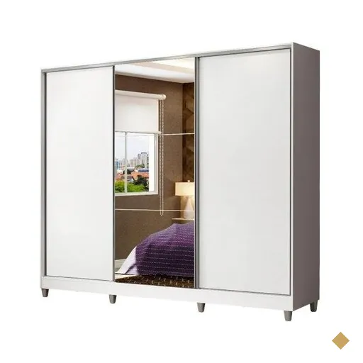 Guarda-Roupa Casal em MDF Madesa Zurique 3 Portas de Correr com Espelho com…