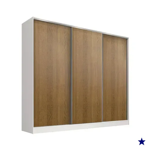 Guarda-Roupa Infantil em MDF Madesa Logan 3 Portas de Correr - Branco/Rustic