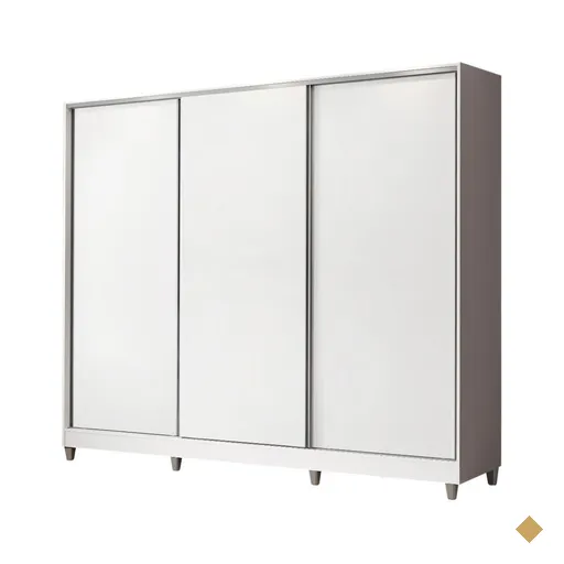 Guarda-Roupa Juvenil em MDF Madesa Kevin 3 Portas de Correr com Pés - Branco