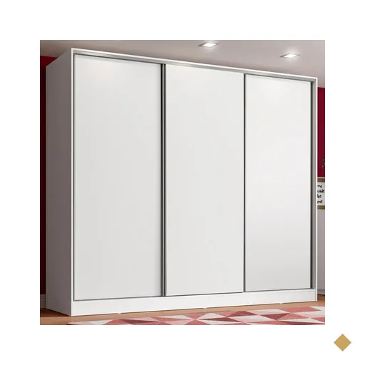 Guarda-Roupa Juvenil em MDF Madesa Kevin 3 Portas de Correr - Branco