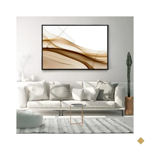 Quadro Decorativo Moderno Abstrato Branco e Marrom com Moldura Sem Vidro 40X60