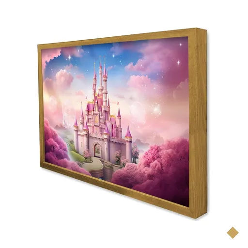 Quadro Decorativo Castelo Encantado em Moldura Caixa TaColado Moldura Caixa 3cm…