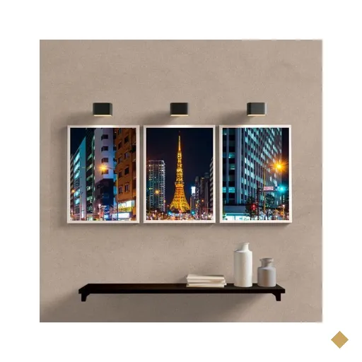Kit 3 Quadros Decorativos Noite Em paris 45x34cm - com Vidro:madeira Preta