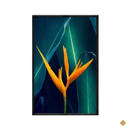 Quadro Decorativo - Folhas Tropicais com Flor Amarela Flnt035 - Tela Canvas -…