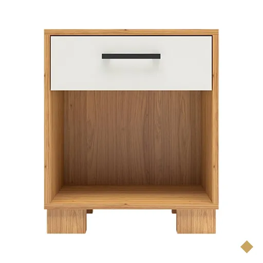 Mesa De Cabeceira 1 Gaveta 100% Mdf W343 Freijó/off White - Dalla Costa