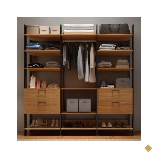Closet 4 Gavetas 12 Prateleiras 100% Mdf Tw404 Freijó/preto Fosco - Dalla Costa