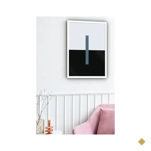Quadro Decorativo Abstrato Azul Petróleo Minimalista-70x50cm:moldura Branca