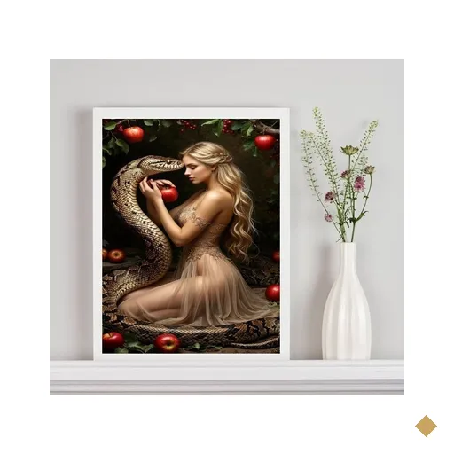 Quadro Decorativo a Tentação - Mulher Maçã Serpente 33x24cm - com…