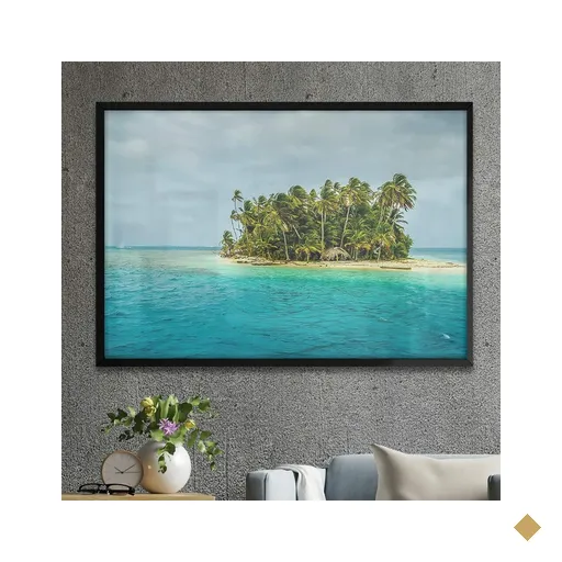 Quadro Decorativo Ilha no Meio do Oceano-34x49Cm
