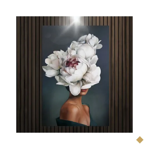 Quadro Decorativo - Mulher com Flores na Cabeça - 90x60cm