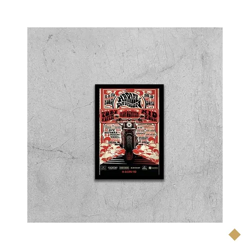 Quadro Propaganda Harley Davidson 33x24cm - com vidro:Madeira branca
