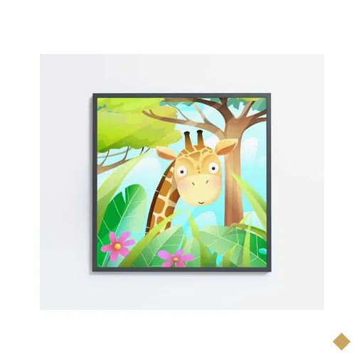 Quadro Infantil Girafa Medidas 60x60 Cm Impressão Vidro Acrílico