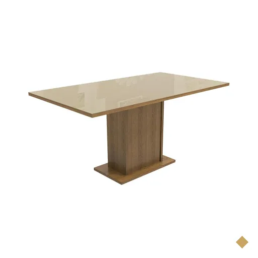 Mesa Madesa Retangular Tampo de Vidro 5275 - Rustic/Crema