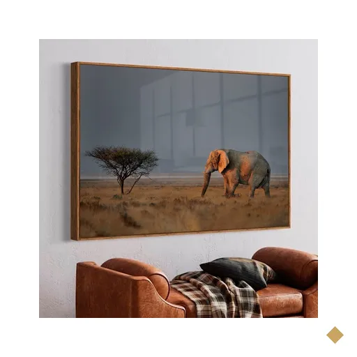 Quadro Decorativo Elefante na Savana em Moldura Caixa TaColado Moldura Trad…