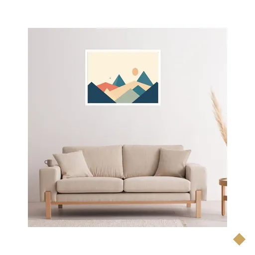 Quadro Decorativo Montanhas Pontas Abstrato - 50x70cm:moldura Branca