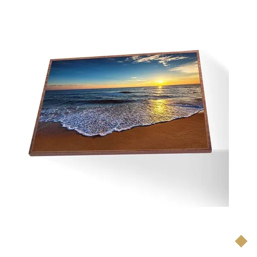 Quadro Praia sem Onda Vinil sem Vidro Tamanho-moldura 70x50 Caixa Cor Madeira