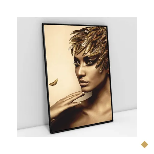 Quadro Decorativo Mulher Dourada em Tela Canvas Tacolado Moldura Flutuante…