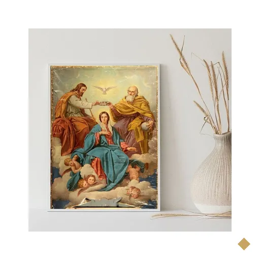 Quadro Decorativo Assunção de Nossa senhora 24x18cm:madeira Branca