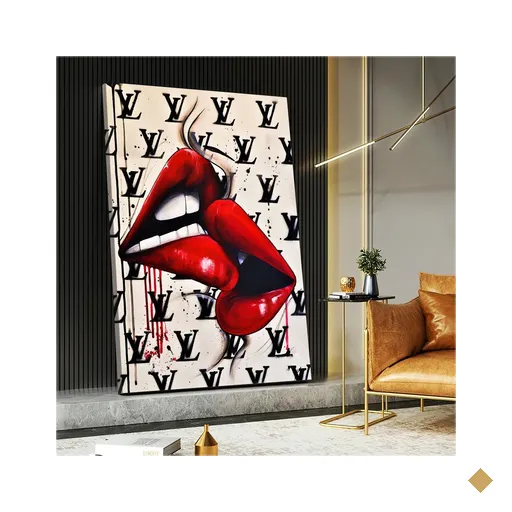 Quadro Desejo Bocas Se Beijando:60x40 cm/BRANCA
