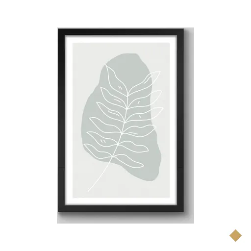 Quadro Orgânico Formas Floral - 45x30cm - Moldura Caixa Preto