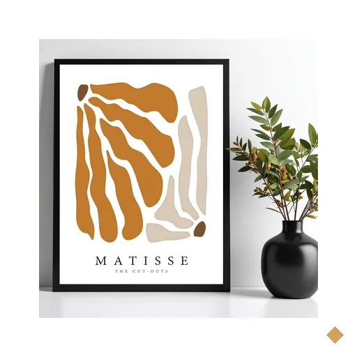 Quadro Minimalista Moderno Matisse Corais 33x24cm:moldura Preta