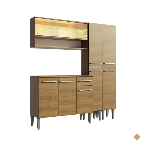 Cozinha Compacta Madesa Emilly Winter com Armário Vidro Reflex e Balcão