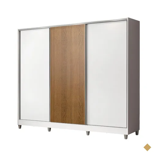 Guarda-Roupa Casal MDF Madesa Zurique 3 Portas de Correr com Pés -…