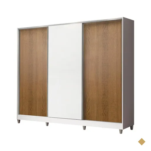 Guarda-Roupa Juvenil MDF Madesa Kevin 3 Portas de Correr com Pés -…