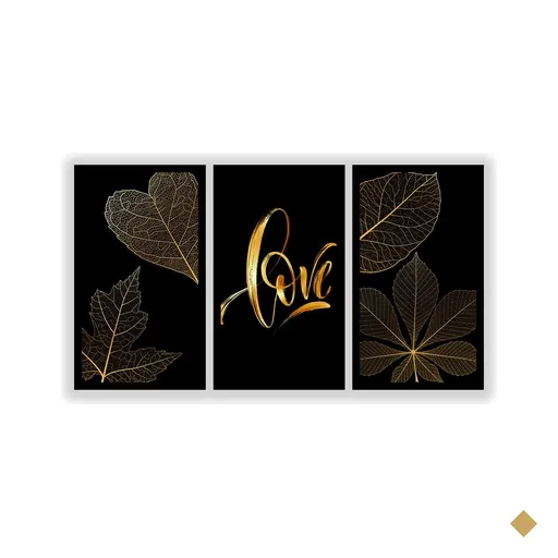 Kit 3 Quadros Decorativos Grandes Folhagens Tropicais Costela de Adão Dourada…
