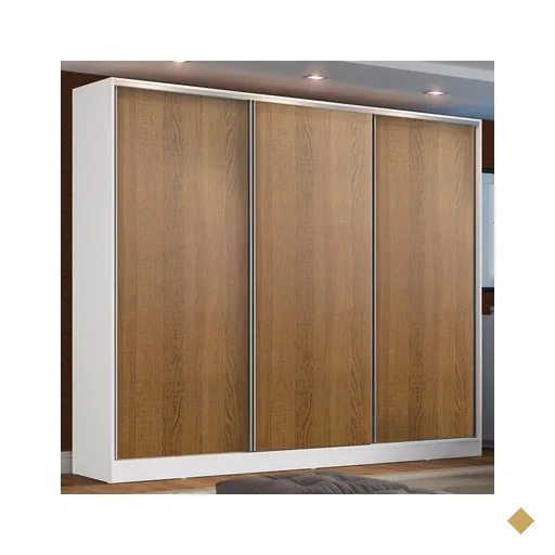 Guarda-Roupa Casal MDF Madesa Zurique 3 Portas de Correr - Rustic/Branco