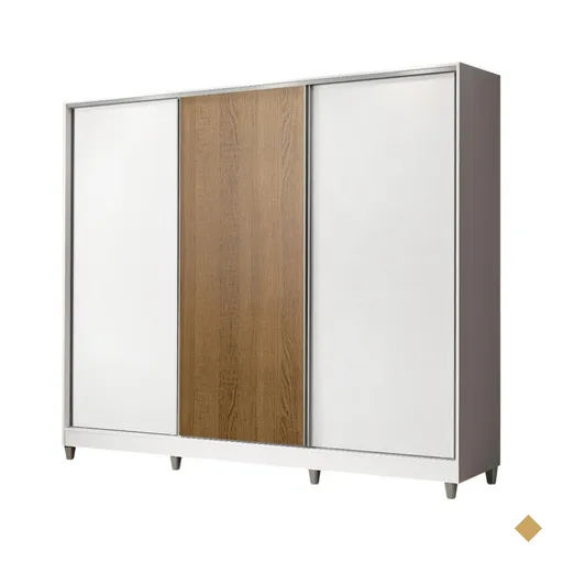 Guarda-Roupa Juvenil MDF Madesa Kevin 3 Portas de Correr com Pés -…