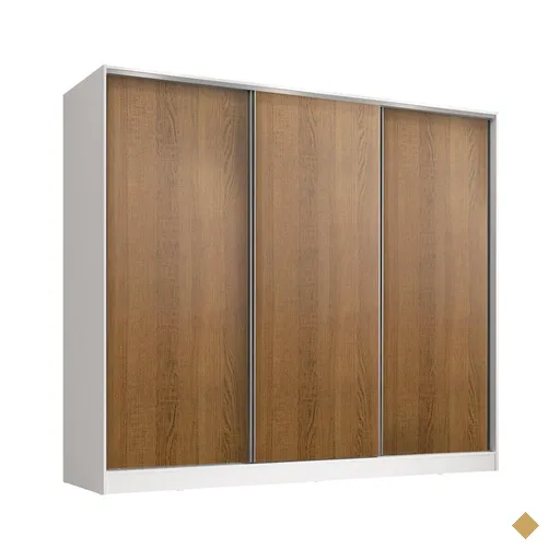 Guarda-Roupa Juvenil MDF Madesa Kevin 3 Portas de Correr - Branco/Rustic