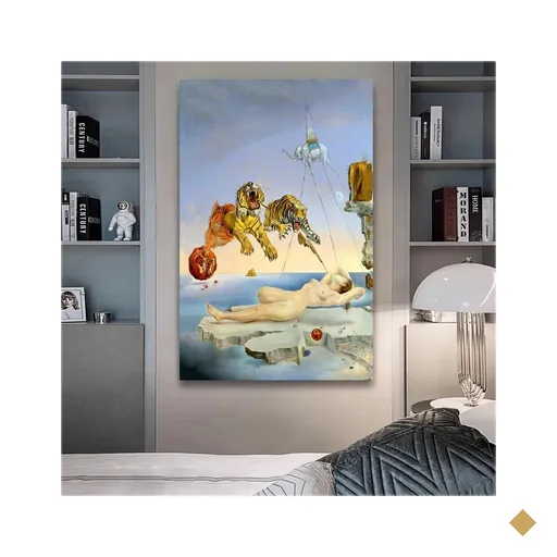 Quadro Salvador Dali Pintura Gala E Tigre:150x100/PRETA