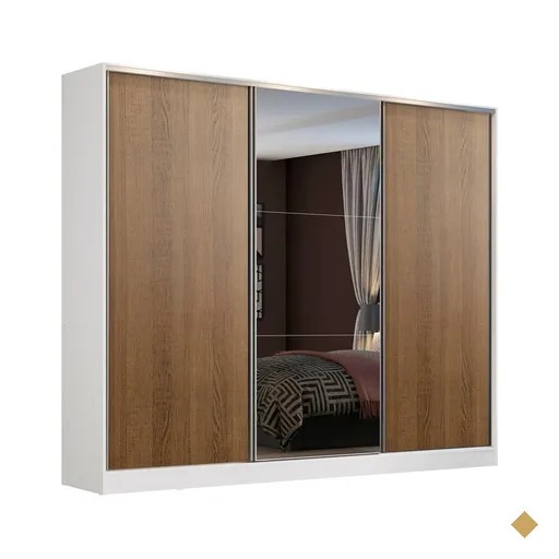 Guarda-Roupa Casal MDF Madesa Zurique 3 Portas de Correr com Espelho -…