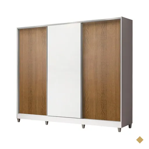 Guarda-Roupa Casal MDF Madesa Zurique 3 Portas de Correr com Pés -…