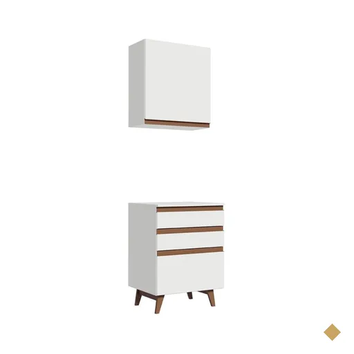 Kit Armário de Cozinha Aéreo e Balcão com 3 Gavetas 60 cm Preto Reims Madesa