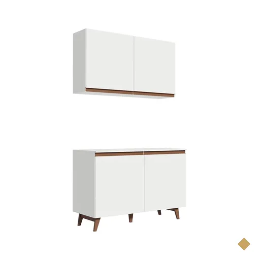 Kit Armário de Cozinha Aéreo e Balcão Gabinete de Pia 120 cm Preto Reims…