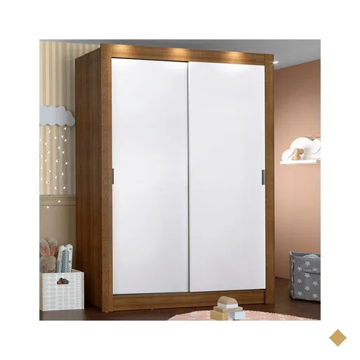 Guarda-Roupa Infantil Madesa Bento 2 Portas de Correr 2 Gavetas - Rustic/Branco