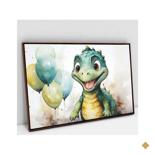 Quadro Decorativo Baby Dino em Tela Canvas Tacolado Moldura Flutuante 4,5cm…