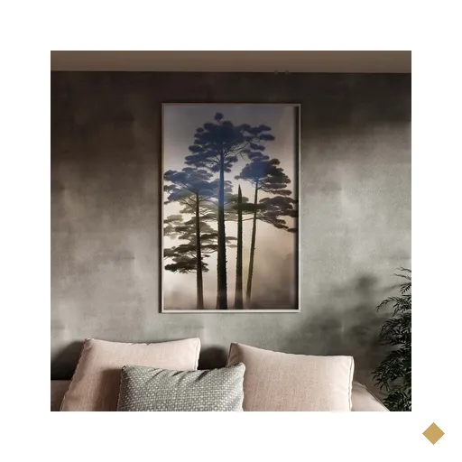 Quadro Decorativo Paisagem Araucaria Angustifolia com Moldura e Vidro Prata -…