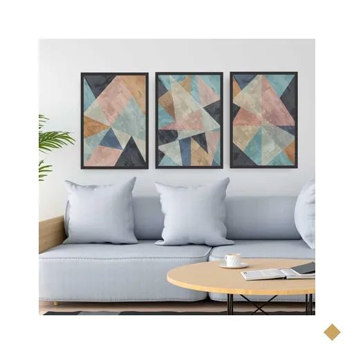 Quadros Composição Mescla 63X42Cm Moldura Preta