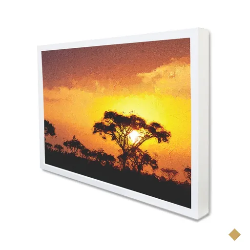 Quadro Decorativo Caixa Alta com Vidro Pôr do Sol  TaColado Moldura Branca…
